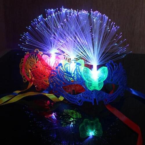 Women Girls Glowing Feather LED Masks Carnival Halloween Masquerade Cosplay Costume Glow Party Supplies Rave Festival LED Party