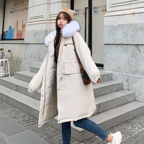 Mid-length Tooling Down Padded Jacket Womens Autumn And Winter Thickening Pie Overcoming The Loose Large Size Waist Coat