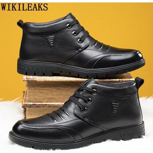 Snow Boots Mens Leather Boots Men Black Winter Boots Man Designer Shoes Men High Quality Chaussure Homme Zapatillas De Hombre