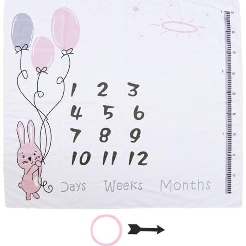 1 Set Baby Monthly Record Growth Milestone Blanket Newborn Photography Props Accessories Cartoon Printing Background