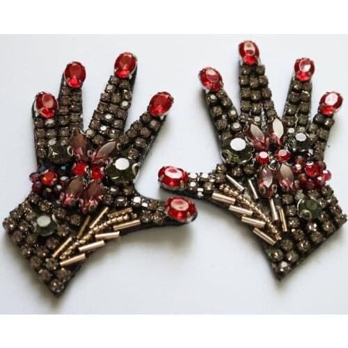 1pc 3D Handmade hand round beaded Patches for clothing DIY sew on sequin rhinestone parches Beaded appliques for hats bags