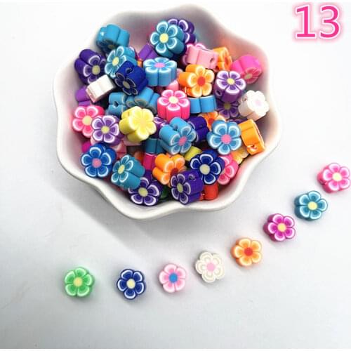 30pcs 10mm Smiling Face/Heart/Fruit/Flowers Beads Polymer Clay Spacer Loose Beads for Jewelry Making DIY Accessories #13