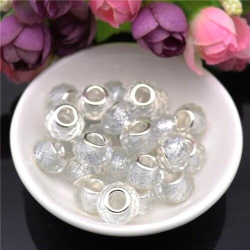 50pcs Cut Faceted Glitter Powder Crystal DIY Glass Beads for Jewelry Making Bead fit Pandora Charms Round Original Bracelet