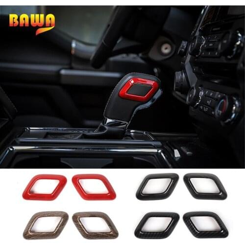 BAWA ABS Car Interior Gear Shift Lever Decoration Cover Trim Ring Frame Sticker For Ford F150 2015 Up Car Styling