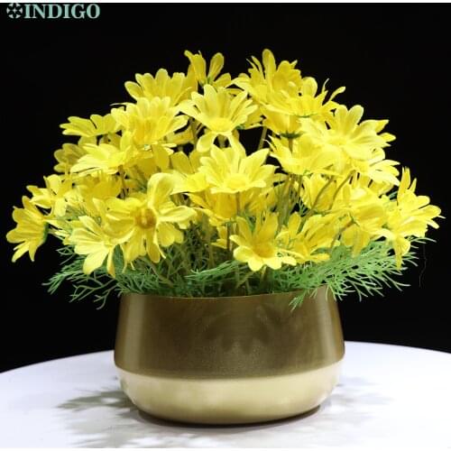 Calla Flower Centerpiece (1 Set Bonsai With Metal Vase ) Silicone Yellow Tulip Customized Table Flower Arrangment