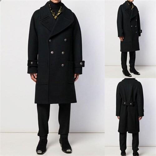 Black Wool Warm Mens Coat Suits Long Men Formal Business Birthday Tailored Fit Prom Party Tuxedos Blazer Only One Jacket