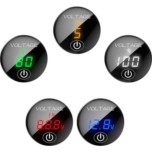 DC 5V-48V Car LED Voltmeter Panel Digital Voltage Meter Battery Capacity Display Touch Switch For Motorcycle/Truck/Yacht/Boat
