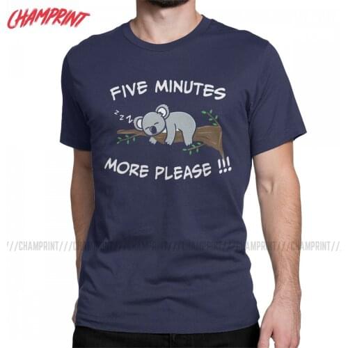 Funny Slow Koala Bear Hanging Sleeping Tree T-Shirt for Men Round Collar 100% Cotton T Shirts Short Sleeve Tees 6XL Clothing