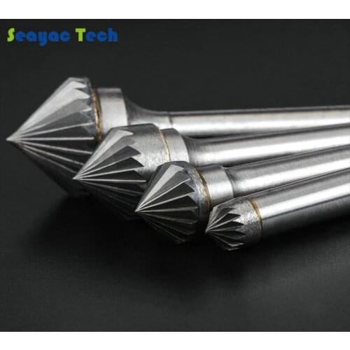 Wood Carving Tool K-type Milling Cutter Black Steel Grinding Head 90 degree Conical Alloy Rotary Boring Tool Tungsten Steel Hard