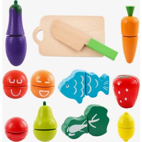 Parent-Child Interactive Cooking Simulation Miniature Food Model Wood Cutting Fruits And Vegetables Kids Early Education Toys