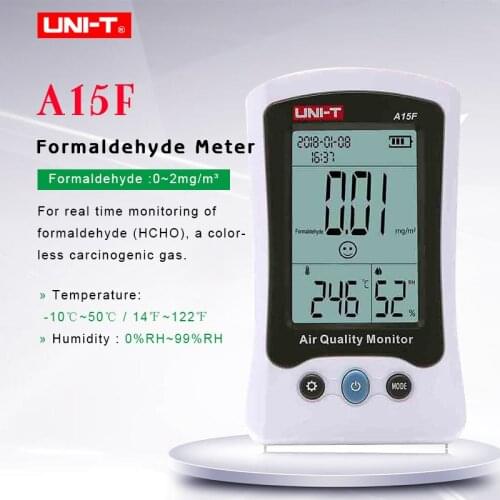 UNI-T A15F Formaldehyde(HCHO)Meter,Temperature humidity measurement,LED backlight/Concentration emoticon/Visual backlight alarm