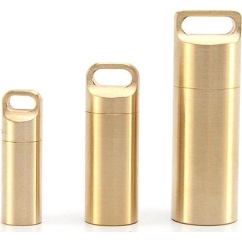 Brass Sealed Bottle Waterproof Capsule Pill Box Outdoor Camping Firstaid Pendant
