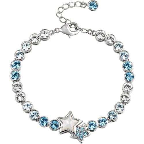 COCOM Hot Sale Luxury Star Charm Bracelet Adjustable with Austrian Crystals for Women Girls Valentines Day Holiday Bijoux Gift