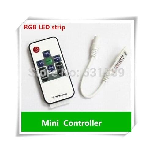 20PCS Mini RGB Led Controller RF Wireless 6A Remote Control with DC Female Connector to Control Strip Light SMD5050DC12V 24V