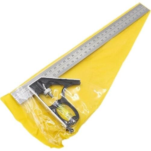 300Mm Adjustable Combination Square Angle Ruler 45 / 90 Degree With Bubble Level Multifunctional Gauge Measuring Tools