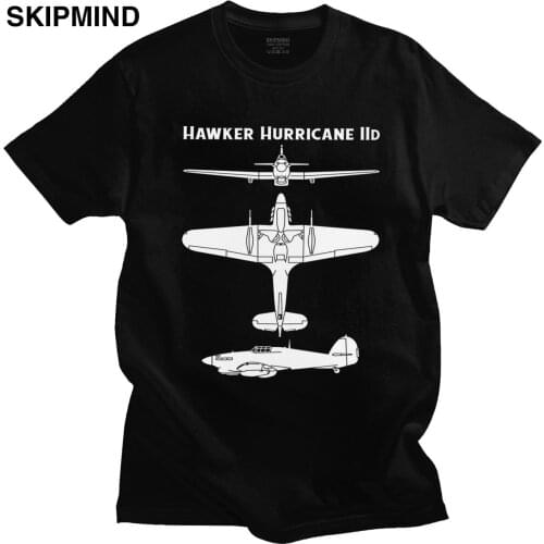 Male Raf Hawker Hurricane T-Shirt Short Sleeve Cotton Tshirt Leisure British WWII Fighter Plane Tee Aviation Enthusiast Shirt