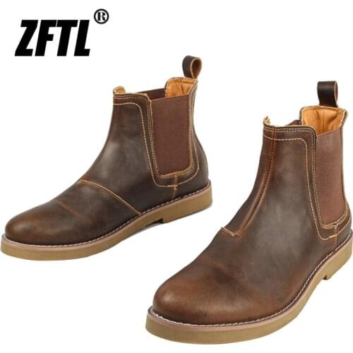 ZFTL Mens British style Chelsea boots Casual Martins boots Men Warm mens Genuine leather Ankle boots Male Tendon sole slip on