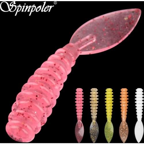 Spinpoler 10pcs/lot 36mm 0.4g Panfish Fishing Soft Baits Jig Head Texas Rig Drop Shot Micro Soft Plastic Swim Bait Tackle