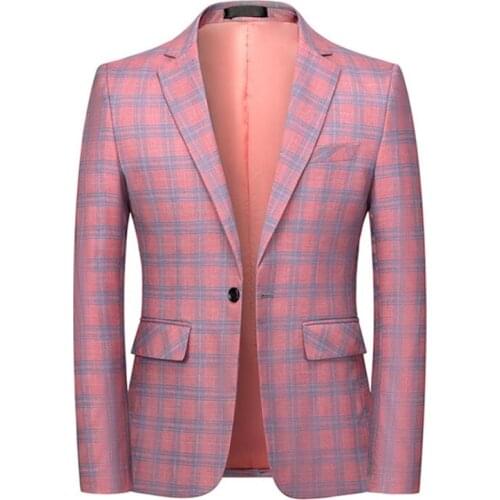 2021 New Fashion Spring and Autumn Casual Men plaid Blazer Cotton Slim England Suit Blaser Masculino Male Jacket Blazer S-6XL