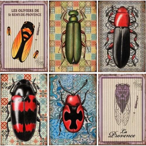 Insect Specimen Beetles Vintage Tin Sign Wall Art Metal Poster Iron Plate Retro Plaque for Club Bar Pub Home Decoration