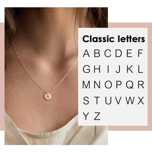 Visunion Stainless Steel Custom Necklace Minimalist Female Engraving Alphabets Pattern Necklace Pendant Jewelry for Women
