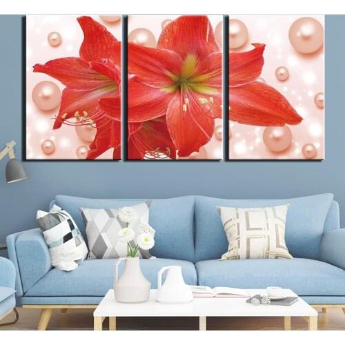 Posters and Prints Painting Flowers Pictures Wall Art for Living Room Home Decor Canvas Art 3 Piece Set Framed