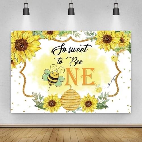 Sunflower Honey Birthday Background For Girl 1st Birthday Bee Backdrops Personalized Birthday Party Decoration Bannner Poster
