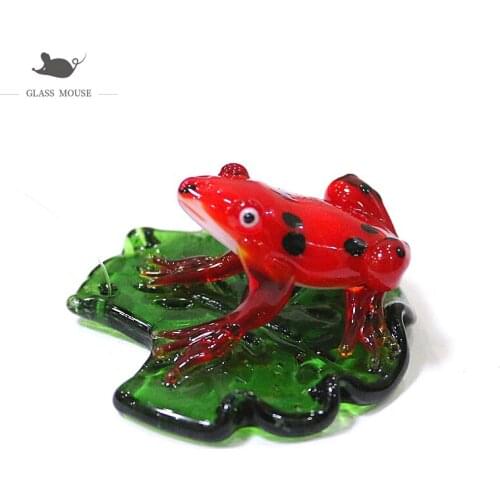 Hanging Glass Lotus Leaf Pendant Creative Lovely Mini Frog Figurine Accessories Home Fairy Garden Festival Party Decor Supplies