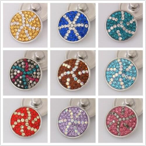 Hot Round colorful pattern 18MM Rhinestone&clay manual snap buttons Shambala snap buttons fit DIY 18mm snap jewelry wholesale