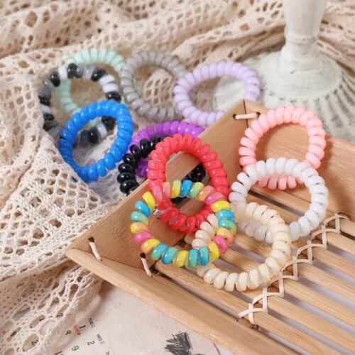 5pcs/Set 5.5 cm Solid Telephone Line Elastic Fashion Band Vintage Ponytail Holder Durable Scrunchie Girl Women Hair Accessories