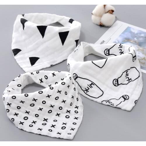 Milk Bottle Print Baby Saliva Towel Infant Kids Triangle Head Scarf Bandana Feeding Bib Cloth Saliva Towel Baby Bibs Burp Cloth