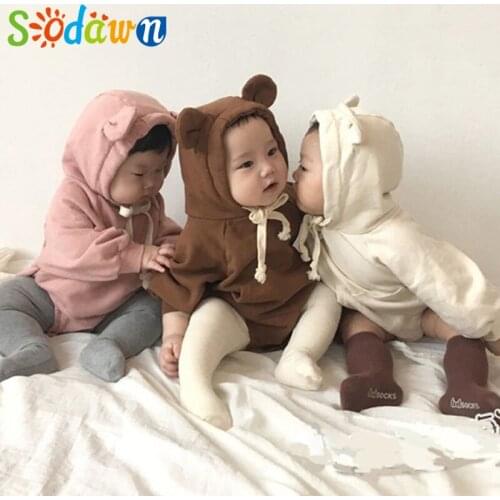 Sodawn Fashion Baby Boys Girls Sweatshirts Cotton Brief Kids Hoodies Solid Color Winter Children Clothes Long Sleeve Sweatshirts