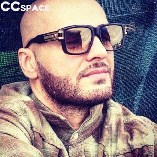 45633 Thick Square Sunglasses Men Women Metal Two Hinge Fashion Shades UV400 Vintage Brand Glasses Designer