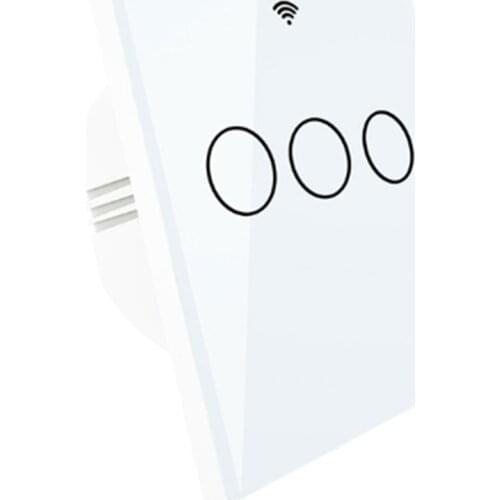 CBE 2.4G WiFi Smart Touch Switch Wall Light Waterproof Glass Panel EU 3gang 100-220V Work with Alexa Google Assistant