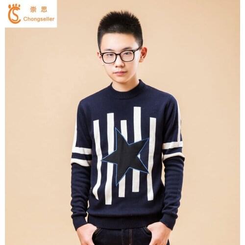 Spring 4-16T Quality Cotton Baby Clothing For Big Boy Autumn Knitted Sweater O-neck Pullovers Boys Sweaters