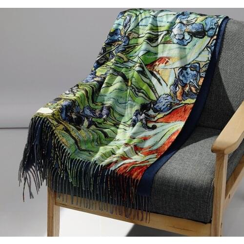 Spring Designer New women winter cashmere scarf shawl Digital painted shawl Van Gogh oil painting pashmina ladies Blanket scarf
