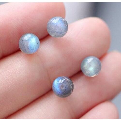 925 Sterling Silver Earrings Natural Stone Simple Round Moonstone Stud Earrings For Women Girl Earrings Jewelry