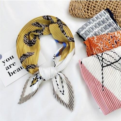 2021 New Fashion Summer Silk Square Scarf Solid Women Satin Neck Hair Tie Band Soft Beach Hijab Head Female Foulard Free Shiping