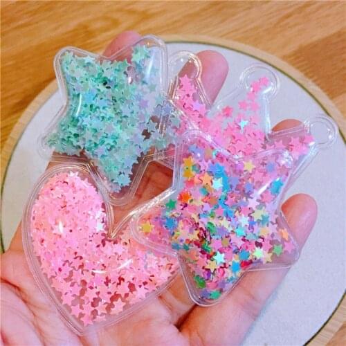 12pcs/lot Multi Style Transparent Bling bling Star Flowing Patches Appliques for Children clip and DIY Hair Clip Accessories