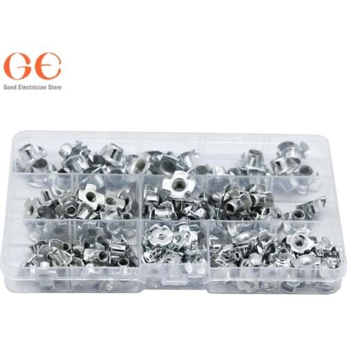 150CS Carbon Steel Four Pronged T Nuts M3/M4/M5/M6/M8 Blind Inserts Nut For Wood Furniture metic nut and bolt assortment