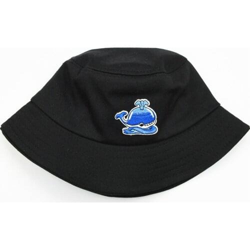 2021 Cartoon Whale Embroidery Cotton Bucket Hat Fisherman Hat Outdoor Travel Hat Sun Cap Hats for Men and Women 96