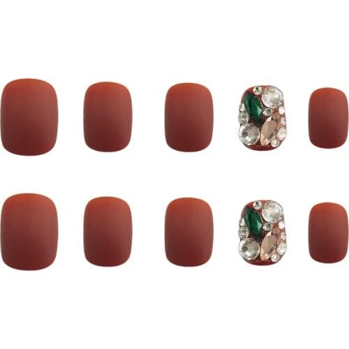 24pcs Matte Pearl Wear Short Paragraph Fashion Manicure Patch False Nails Save Time Wearable Nail Patch SANA889