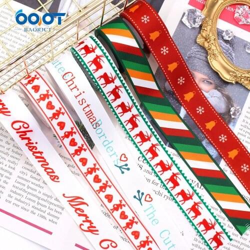 25mmChristmas Elk Bells gosgrain Ribbon 10 Yard Christmas DIY Handmade Accessories Headdress Gift Packaging Decoration