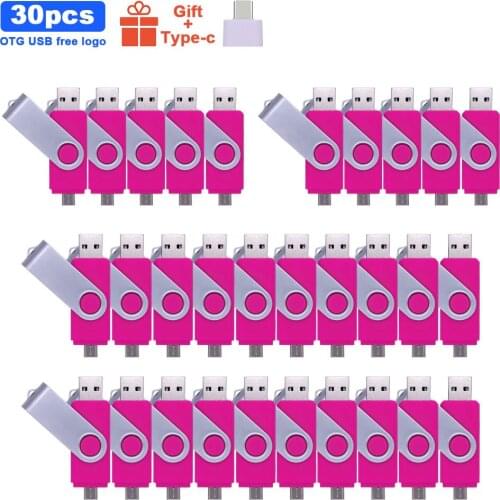 30pcs/lot OTG USB Flash Drive cle memoria USB2.0 Pen Drive 128GB 64GB 32GB 16GB 8GB USB Stick 2.0 Pen drive Free custom logo