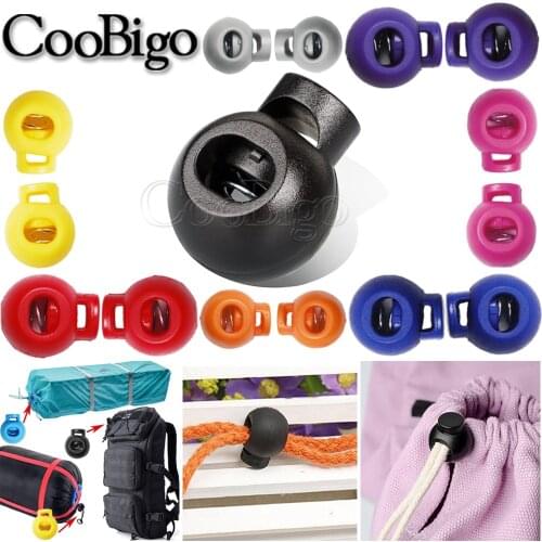 50pcs Cord Lock Stopper Plastic Round Ball Spring Stop Toggle Clip Colorful For Paracord Shoelace Rope DIY Accessories