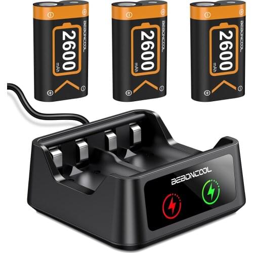 3 x2600mAh Orange Rechargeable Battery Pack For Xbox Series X/S /Xbox One S/X Controller Gamepads + USB Battery Charger Station