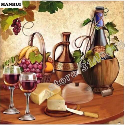 Diy Diamond painting Cup and Fruit painting square Diamond mosaic pasted full cross stitch Crafts Needlework BAC075
