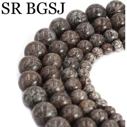 Free Shipping 6mm-12mm Red Snowflake Jaspers Gems Natural Round Stone Loose Findings Beads String 15"