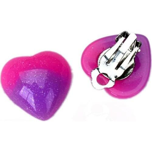 Big Resin Heart Clip Earrings For Women Simple Geometric Jewelry Non Pierced Ear Clips Earing Female Earcuff kolczyki