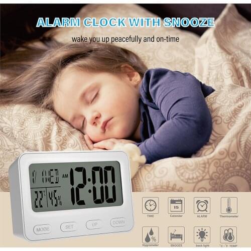 Outdoor Clock Digital Alam Clock with Indoor Thermometer Hygrometer Home with Calendar Snooze Temperature Sensor Humidity Meter